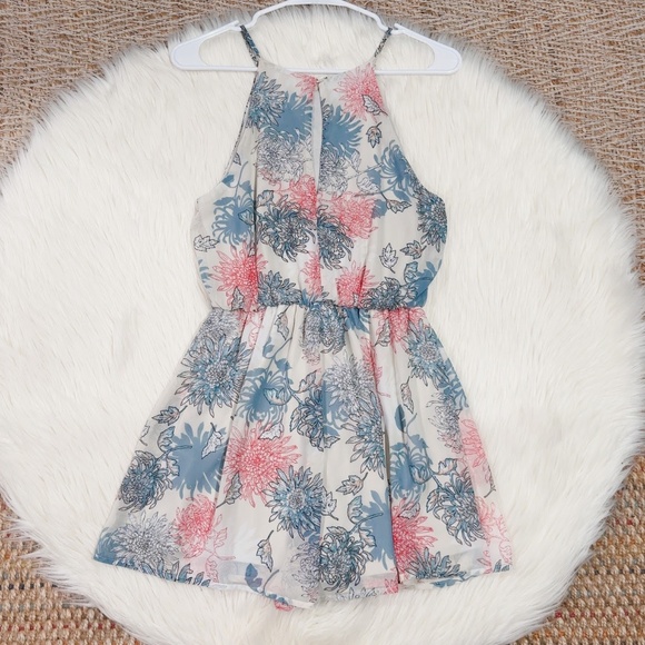 LUSH Women's Multicolor Floral Print Sleeveless Halter Romper Size S - Picture 6 of 8